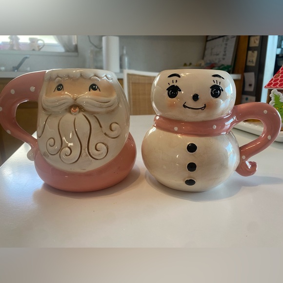 Johanna Parker pink Santa and snowman mugs - Picture 5 of 5